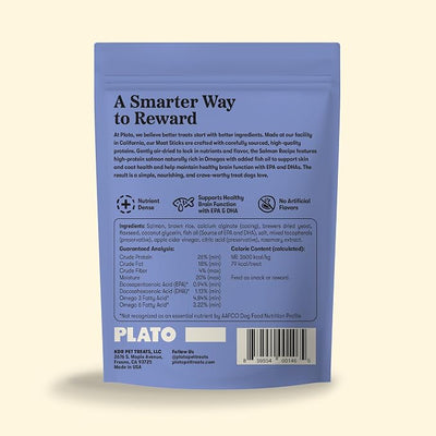Plato Meat Sticks Lamb Dog Treats, Air-Dried High-Protein Soft Chews, Grass-Fed New Zealand Lamb with Omega Fish Oil, 10 oz