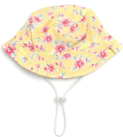 THE WORTHY DOG Fancy Floral Bucket Hat for Dogs – Lightweight Pet Sun Hat with Adjustable Chin Strap, Soft Brim & Bright Colors - Yellow, Small