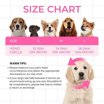 Dog Ear Covers for Bath,Shower,Elastic Dog Ear Muffs Noise Reduction Anxiety Relief,No Flap Ear Wrap Calming Hood for Grooming,Blow Dry,Thunder,Waterproof Ear Protection for Dogs(Pink,L)