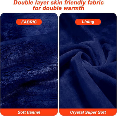 USB Heated Blanket, Cordless Electric Blanket Throw 3 Heating Levels, Portable Car Blanket with Pocket for Camping, Outdoor, Office, Travel, Home, 58"x 38" (Battery Not Included) Navy