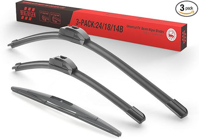 24"/18"/14" Silicone Windshield Wiper Blades Replacement for Subaru Legacy 2009-2005,Forester 2013-2009,Outback 2009 2008 2007 2006 2005+More Cars(Pack of 3) Original Factory Quality,U/J Hook