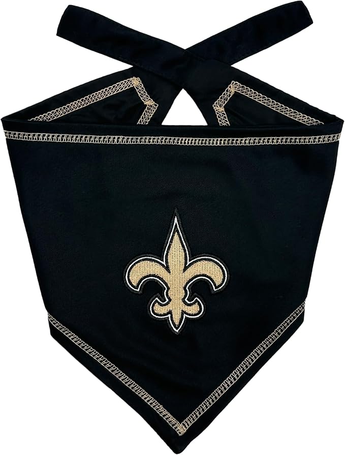 Pets First NFL New Orleans Saints TIE Bandana, Size Small/Medium. Dog Bandana Scarf Bib for Pet Cat Dog. The Ultimate Game-Day, Party Bandana