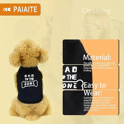 Discover Cozy Cotton Canine Wear: Soft, Lightweight, and Breathable Dog Shirt Vest with Eye-Catching Graphics(Bad to The Bone), Keeping Your Furry Friend Warm and Comfy! Grey 4XL