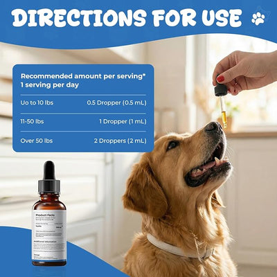 Taurine Liquid Supplement for Dogs, Daily Amino Acid Drops Supporting Heart & Muscle Function, Energy Balance & Physical Stability, 60 ml