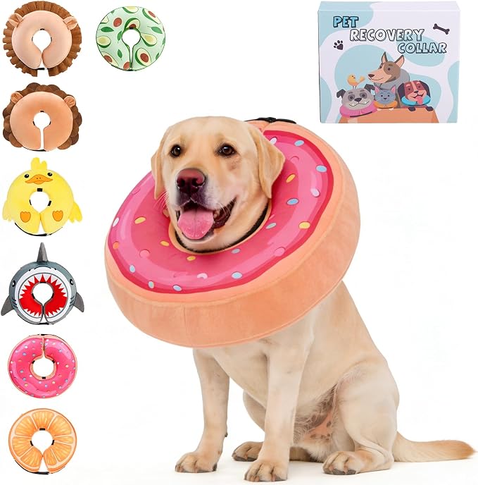KOOLTAIL Inflatable Dog Cone Collar, Soft Donut E Collar for Dogs After Surgery to Stop Licking Enhanced Alternative, Blow Up Pet Neck Pillow Recovery Adjustable Cone for Dog Cat,Upgrade Size,Donut XL