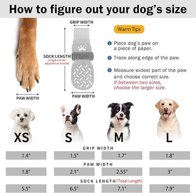 SCENEREAL Anti Slip Dog Socks to Prevent Licking Paws, Dog Shoes for Hot/Cold Pavement, Paw Protector Traction Control on Hardwood Floor, Dog Shoes Booties for Puppy Small Medium Large Senior Dogs