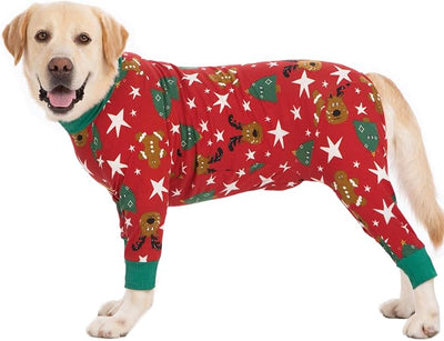 kzrfojy Dog Christmas Pajamas Dog Recovery Suit for Dogs After Surgery Female Male Medium Large Neuter Spay Christmas Onesie for Shedding Prevent Licking Surgical Wound Cone Alternative