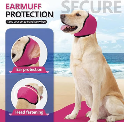 Dog Shower Cap, No Flap Ear Wraps for Dogs, Dog Ear Muffs for Bath – Waterproof Pet Ear Covers for Swimming & Noise Anxiety Relief (Pink, L(Head Circumference 18"-24"))