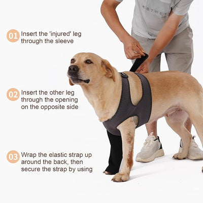 Dog Recovery Sleeve, Dog Recovery Suit, Abrasion Resistant Sleeve Front Leg, Washable 2.5mm Thick and Breathable, Pet Wounds Prevent Licking, Bite (XLarge, Grey-Black)
