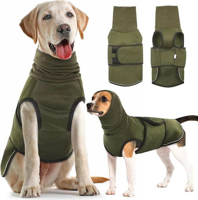 Dog Anxiety Vest with Hoodie,Breathable Dog Thunder Jacket for Thunderstorms,Fireworks,Vet Visits,Separation,Adjustable Calming Vest for Small Medium Large Dogs,Green,2XL