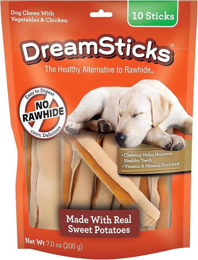 DreamBone DreamSticks Dog Chews Made with Real Sweet Potato, 10 Count (Pack of 1)