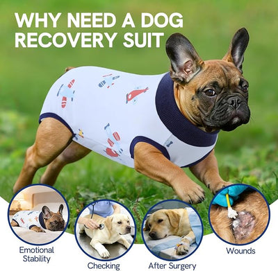 SAWMONG Recovery Suit for Dogs Female Male, Breathable Dog Onesie Body Suit After Surgery Spay Neuter, Professional Pet Surgical Suit, Substitute Pet E-Collar Cone (Blue, Small)