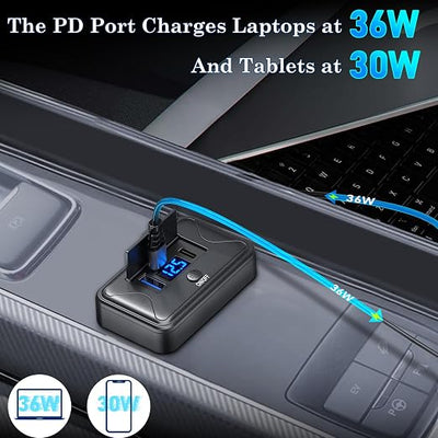90W 12V USB Outlet Panel Wall Mount, Dual 36W USB C and QC 3.0 18W Car USB Port Charger with Voltmeter Button Switch, Waterproof 3 USB Multi Port Power Outlet DIY 12V Accessories for Car Bus RV -2 PC