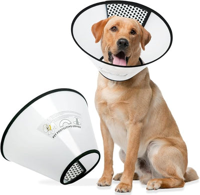 Dog Cone Collar for Surgery Recovery, Adjustable Soft Elizabethan Collar, Anti-Lick Protective Neck E-Collar for Dogs L