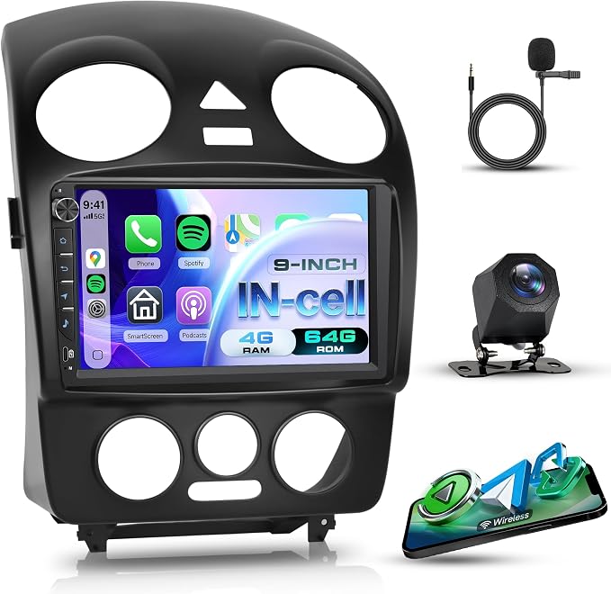 Rimoody 4G+64G Android Car Stereo for VW Volkswagen Beetle 2004-2010, 9'' 1280x720 Incell Screen with Physical Buttons, Wireless Carplay Android Auto GPS Bluetooth FM RDS EQ WiFi Type-C Backup Camera