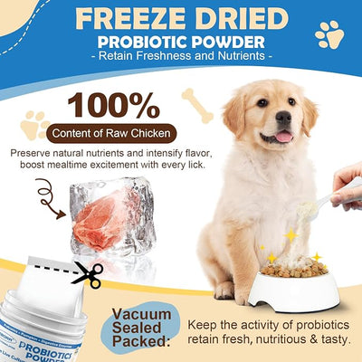 ZEBORA Probiotics for Dogs, Probiotic Powder with Pumpkin, Prebiotics & Digestive Enzymes, 6 Billion CFUs Dog Probiotics for Digestive Health, Gut & Immune Health, Chicken Flavor, 90 Scoops