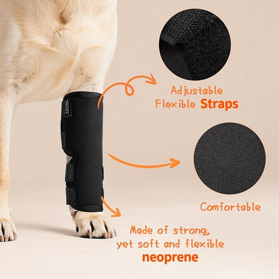 Petanims 2 Packs Dog Front Leg Brace for Remission Hyperextension - Wrist Support for Sprain, Arthritis & Injury Recovery - Adjustable Non-Slip Dog Leg Wrap, Fits Left or Right, Large