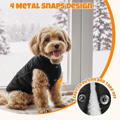 SlowTon Dog Coat - Warm Dog Winter Coat Waterproof, Reflective Winter Jacket with Pocket, Puppy Fleece Vest Pet Apparel Cold Weather Clothes for Small Medium Large Dogs Boy Girl (Black, M)