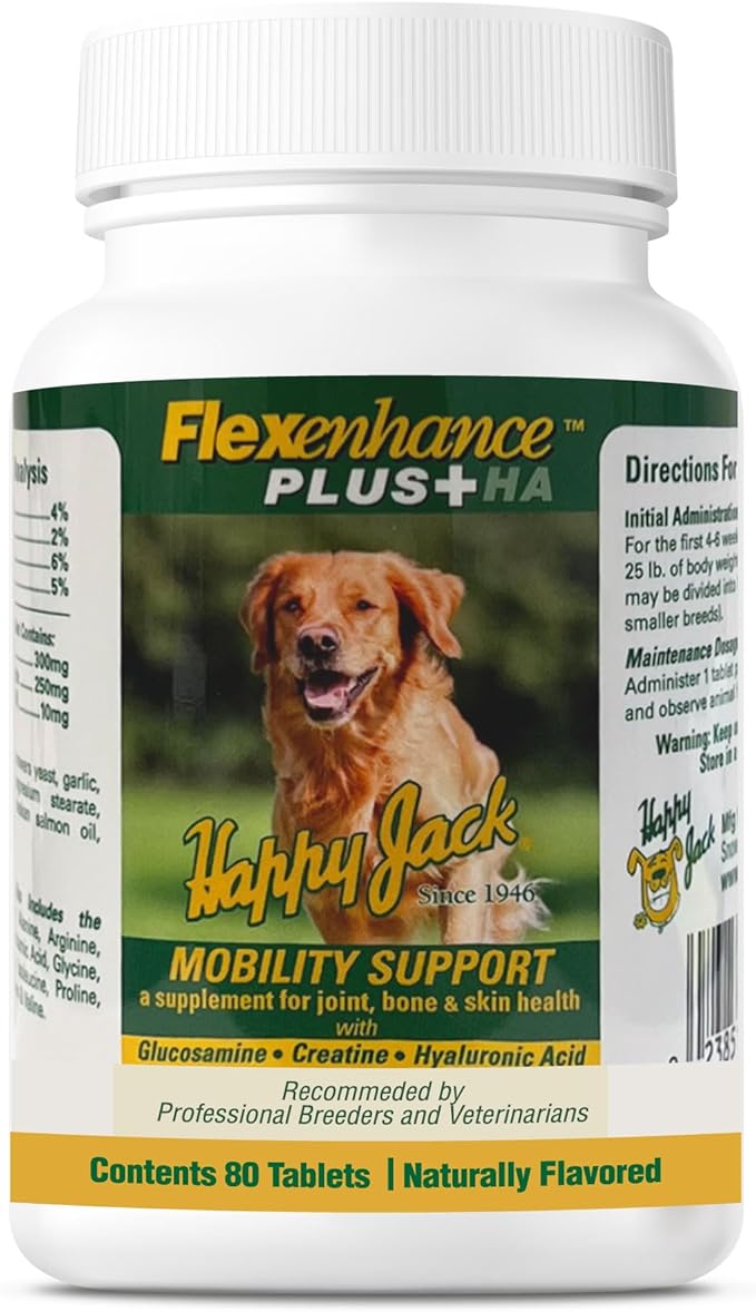 Flexenhance Dog Hip & Joint Supplement, 80 Chewable Tabs | Skin & Coat Support, Improve Flexibility & Mobility