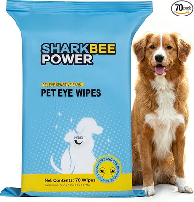 Bamboo Pet Eye Wipes for Dogs & Cats, Remove Tear Stains & Discharge, Daily Eye Cleaning for Clear & Bright Eyes (70)
