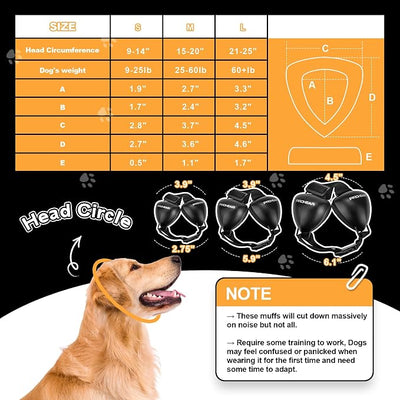 PROHEAR Ungrade GEL Pads Dog Ear Muffs Hearing Protection for Dogs, NRR 28dB for Thunder, Hunting, Tourism,Large - Black
