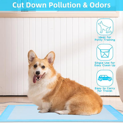 FluffyDream Super Absorbent Waterproof Dog and Puppy Pet Training Pad, Housebreaking Pet Pad,Blue (28"X30"(100PCS))