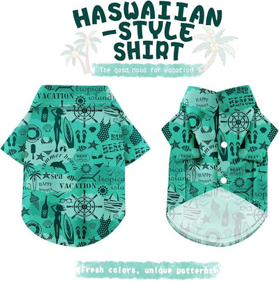 Hawaiian Dog Shirt – Lightweight and Breathable Summer T-Shirt with Tropical Prints, Fun Beach Outfit for Small, Medium, and Large Dogs, Perfect for Hot Days and Outdoor Vacation.Beach M