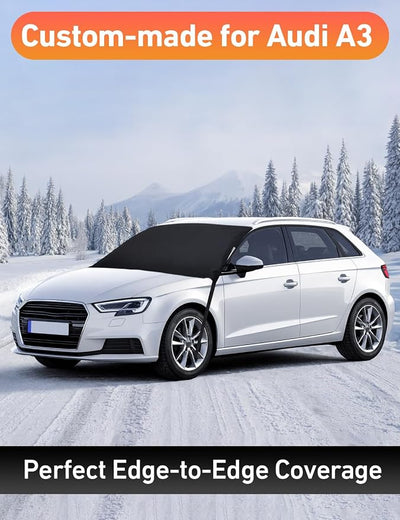 EcoNour Car Snow Cover Compatible for Audi A3 A4 A5 A6 | Windshield Cover for Ice and Snow with S-Hook Straps | Heavy-Duty 600D Oxford Winter Car Cover, Waterproof & Anti-Slip