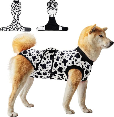 Dog Surgery Recovery Suit,Female Male Dog Onesie for Spay Neuter,Substitute E-Collar & Cone,Anti-Licking Breathable Onesie for Small Medium Large Dogs,Cow XXL