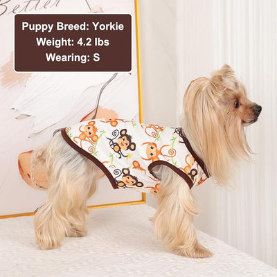Dog Shirt Vest Dog Clothes for Small Dogs Boy Girl Stretchy Summer Puppy T-Shirts Soft Breathable Lightweight Puppy Sweatshirt Pet Cat Outfit (Monkey, Medium)