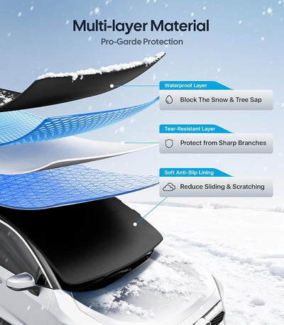 Wigoo 2026 Upgrade Car Windshield Cover for Ice and Snow, Windshield Snow Cover for Snow & Frost Protection – 600D Heavy Duty Magnetic Protector for Winter, Fits Camper RVs, Full-Size Vans, XX-Large