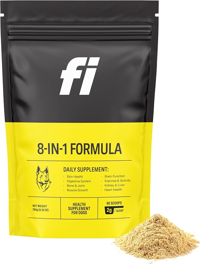 Fi 8-in-1 Dog Supplement Powder | Health Support for Bone, Skin, Digestion, Immunity & Joint Supplement for Dogs | Vet-Formulated for Puppies, Adults and Seniors | 90 Scoops