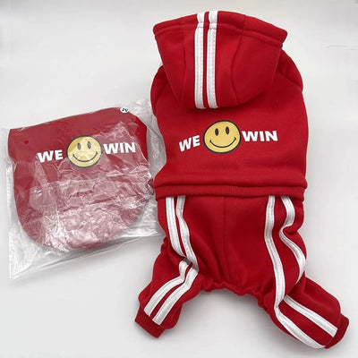 Weowin Pet Outfit - Cute Dog Hoodie Sweater Tracksuit Winter Clothes Jumpsuit Pajamas 4-Legs Red for Puppy Small Medium Large Dogs Boy or Girl (4X-Large)
