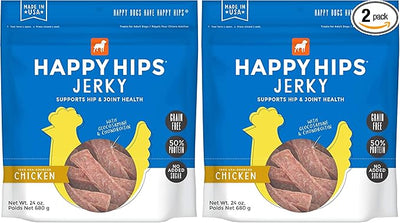 Happy Hips Chicken Jerky, Grain Free Dog Treats with Glucosamine & Chondroitin, Made in USA, 24 oz, 29253, 1.5 Pound (Pack of 2)