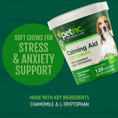 Petnc Calming Aid Soft Chews for Dogs (120 Count), For Dogs, Helps Promote Calmness & Relaxation, Calming Chews for Travel, Grooming, & Separation Support, Liver Flavor