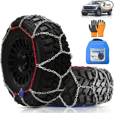 AutoFixing Snow Chains, Heavy Duty Emergency Tire Chains For Pickup Trucks and Off-road SUV, Easy Installation, Set of 2(HYR-S)