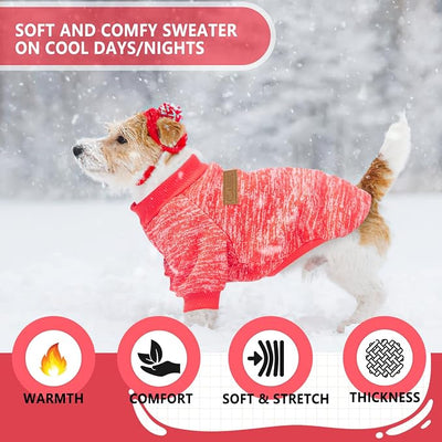 2 Pieces Dog Sweaters for Small Dogs Fall Puppy Clothes Female Winter Fleece Puppy Sweaters Warm Thick Outfit Pet Small Dog Clothes for Boy Girl Dogs Yorkie, Chihuahua, Bulldog, Dachshund,Pug, Medium