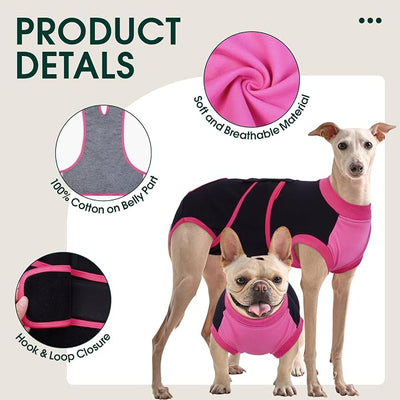 Kuoser Recovery Suit for Dogs After Surgery, Soft Dog Surgery Suit Female Male, Breathable Pet Surgical Recovery Shirt, Anti Licking Dog Onesie for Abdominal Wounds Cone Alternatives, Black L