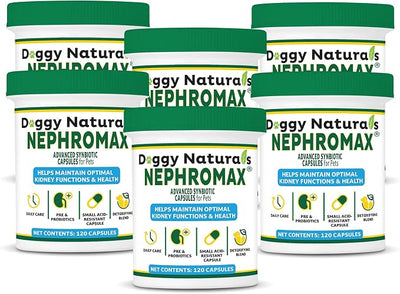 NEPHROMAX™ Kidney Support Supplement Synbiotic (720 Caps) Kidney Pre Probiotic Support Supplement for Cats and Dogs - 36 Billion CFU - Manage Renal Toxins - CKD - Made in USA - No Refrigeration Req.