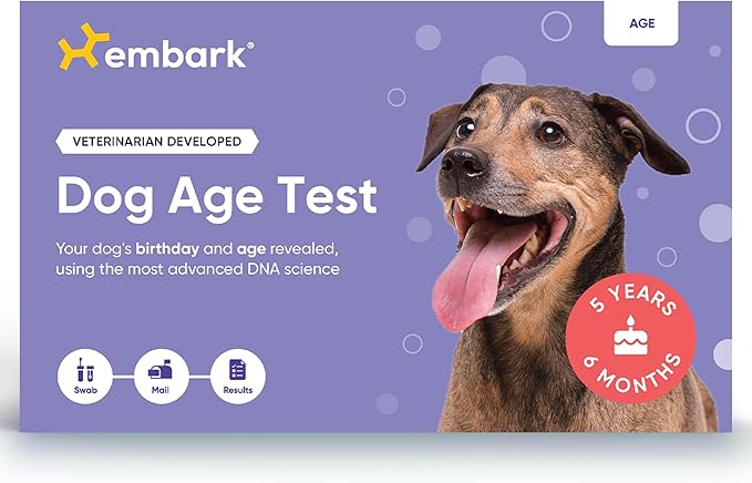 Dog Age Test Kit - Estimates Age and Birthday - DNA Methylation - Best for Dogs Past Puppy Stage - Includes Life Stage Care Tips - Great for Rescue Dogs