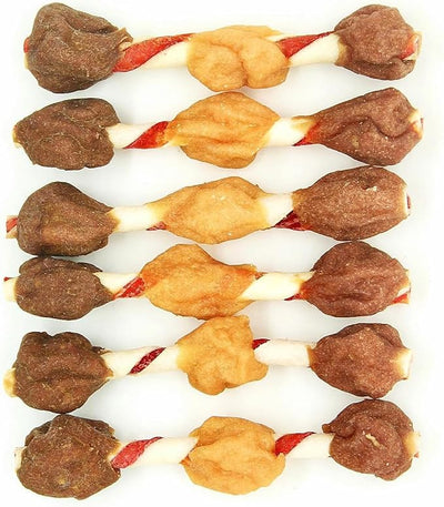 Hubert Pet Triple Flavor Rawhide Kabobs, Chicken Duck Pork Dog Chews, 1 lb