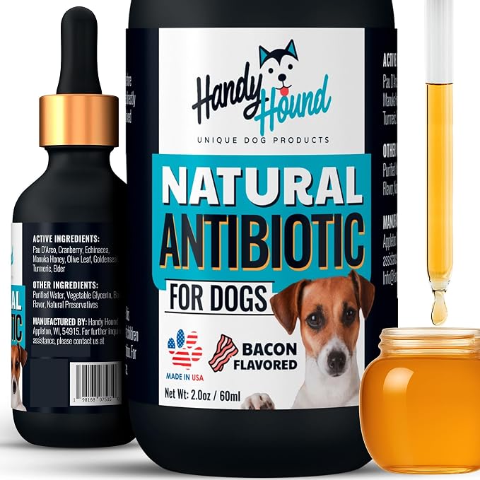 Natural Antibiotics for Dogs Without Vet Prescription – Dog Antibiotics for Infection, Cough, UTI, Allergies – Dog Itching Skin Relief Supplement – Bacon Flavor (2 oz)