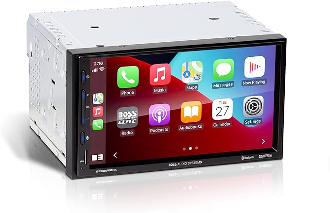 BOSS Audio Systems Elite BE920WCPA Car Stereo - 7" Display, Wireless Apple CarPlay & Android Auto Head Unit, Double DIN Touch Screen Car Stereo, Bluetooth, AM/FM Radio, USB, No CD/DVD Player