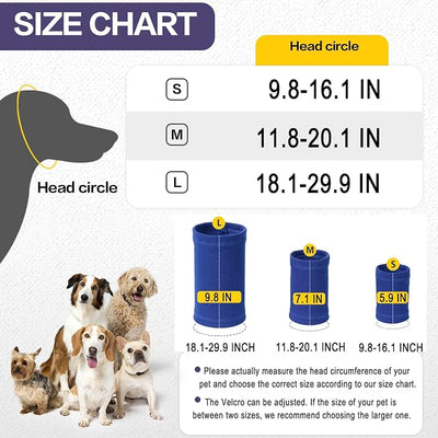 Meifsou Dog Calming Head Wrap, No Shake Quiet Ears for Dogs Anxiety Relief, Original Ear Covers Pet Calming Hoodie for Thunder, Lightning, Fireworks, Vet Visits, High Stretch Ribbed Fabric, Blue S