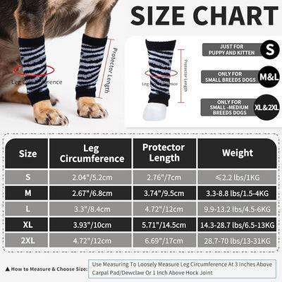 ROZKITCH Dog Elbow Protector Dog Elbow Sleeve, 2PCS Front Legs and 2PCS Back Legs Knee, Pet Elbow Wrap, Leg Warmer Wrap Protector, Elastic Knitted Breathable Protective Socks Black S