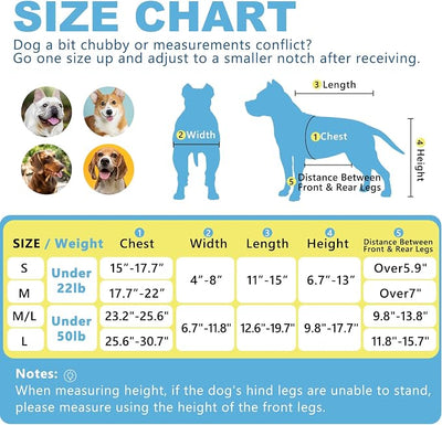 Dog Wheelchair for Back Legs, Adjustable Height/Length/Width, Sturdy Wheelchair with All-Terrain Shock-Absorbing Wheels, Mobility Support for Injured or Disabled Small & Medium Dogs & Cats