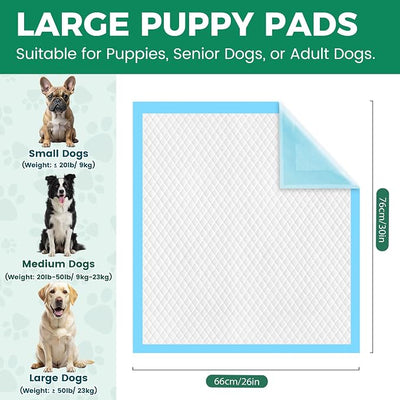 Large Puppy Pads 30" x 26" 100 Count Disposable Dog Pee Pads Leak-Proof, Large Pee Pads for Dogs 100 Pack, Super Absorbent & Quick-Dry Pet Potty Training Pads for Dogs, Puppies, Doggy