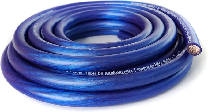 Bassik 1/0 Gauge AWG Primary Automotive Battery Power/Ground Wire Cable - Blue 25 Feet