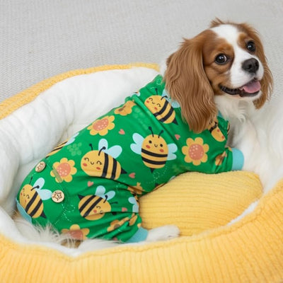 KYEESE Dog Pajamas Stretchy Pets Pjs Dog Pajamas Small Sized Dogs Velvet Pet Jammies Coat Comfy Dogs Clothes Soft Pet Onesie Costume Little Bee Pets Pjs, X-Large