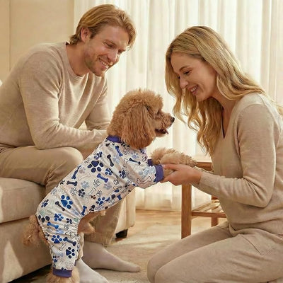 Vet-Approved Dog Pajamas Onesie for Small Medium Dog Pjs, Ultra-Premium Hypoallergenic Polyester, Lightweight, Breathable & Won't Overheat, Gentler on Skin, Size L (Pet: 9-14lbs)